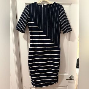 Zara Navy and White Striped Dress